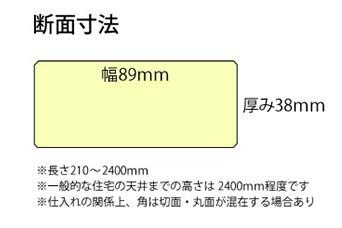 WOODPRO 【２&times;４材/ツーバイフォー材】国産杉 厚38ｍｍ&times;幅89ｍｍ&times;長さ2340ｍｍ 屋外用塗装 CB（チャコールブラック