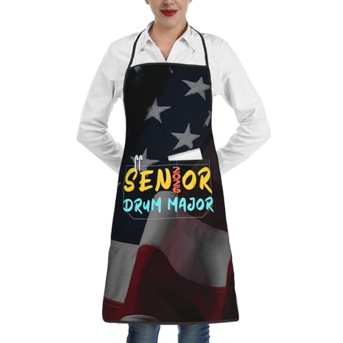 nopicsn Senior 2026 Drum Major Apron for cooking with Pockets Women Men Kitchen Chef Funny Aprons