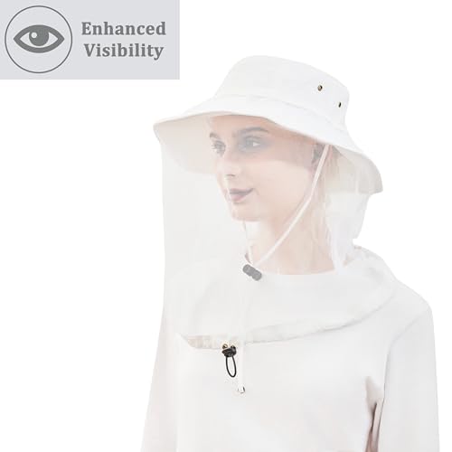Image of Palmyth Head Net Hat, Sun Hat Safari Hat | UPF 50+, Removable Neck Flap, Water-Repellent, Wide Brim, Adjustable Chin Strap for Fishing and Gardening
