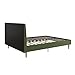Mr. Kate Daphne Upholstered Queen Bed Frame with Headboard, Velvet Queen Bed Frame, Modern Platform, Olive Green Velvet, Queen