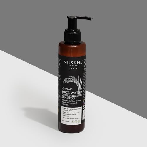 Image of Nuskhe by Paras | Ayurvedic Rice Water Conditioning Shampoo | With Coffee, Bhringraj, Amla & Argan Oil | Helps Reduce Hair Fall, Strengthen Roots & Add Volume | For All Hair Types | 200ml