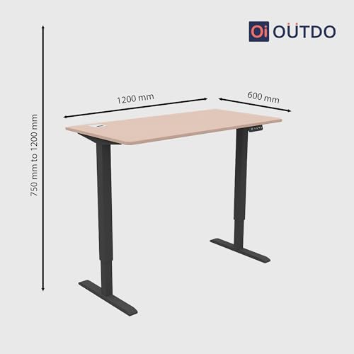 Image of Flexpro Sit-Stand Smart Desk | Clay Finish Tabletop | Electric Height Adjustable Table for Work from Home and Office | Ergonomic Design