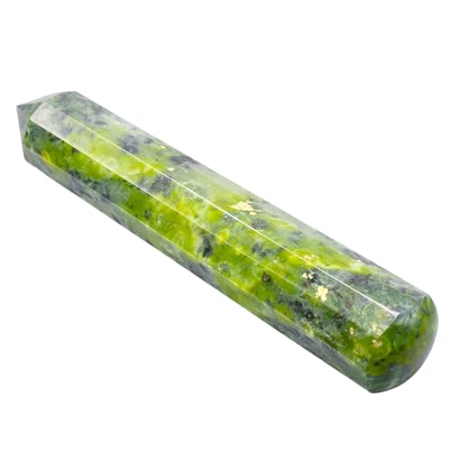 Image of Green Jade Crystal Wand - Pointed Crystal Wand for Energy Healing, Chakra Balancing, Meditation and Home Decor - Crystals and Healing Stones for Gift