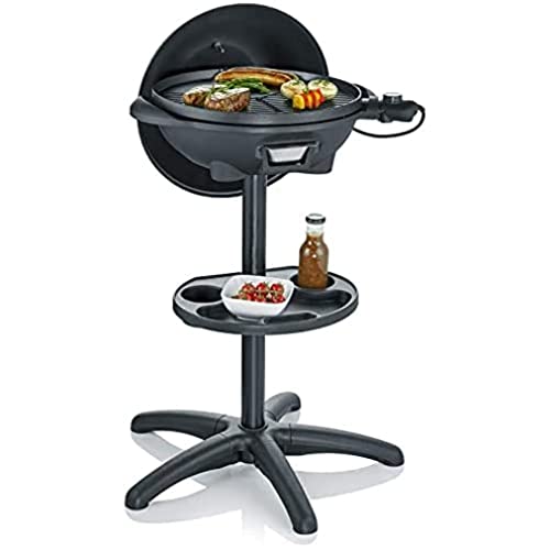 SEVERIN Barbecue sur Pieds avec Couvercle et Tablette, 2 000 W, Grande Surface de Cuisson, Câble d’alimentation XXL, Noir, PG 8541