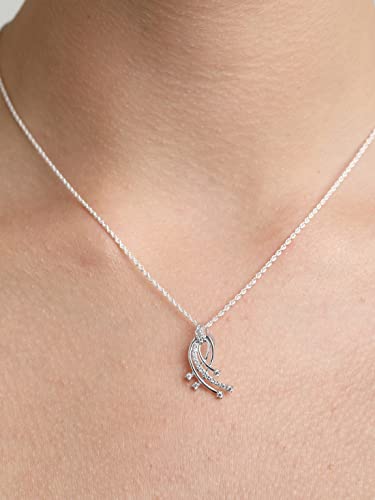 Image of Clara 925 Sterling Silver Iris Pendant Earring Chain Jewellery Set | Rhodium Plated, Swiss Zirconia | Gift for Women & Girls
