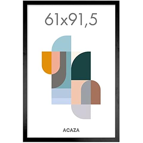 ACAZA Bilderrahmen, 61 x 91 cm, Hoch- oder Querformat, für Poster, Fotos und Poster, MDF-Holz, Schwarz Cover