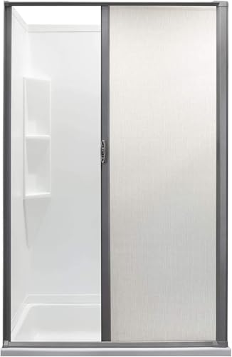 RV Retractable Rolling Shower Door (Platinum 40 W x 64 H)