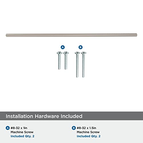 Image of Amerock 16-3 /8 inch Bar Pulls Sterling Nickel Drawer Pull | 16-3 /8 inch (416mm) Center-to-Center Mounting Distance and 19-1 /2 inch Overall Length, Durable Carbon Steel Cabinet Hardware