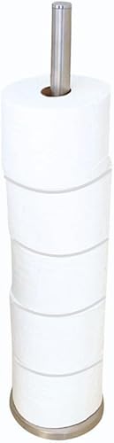 Evelots Soporte para rollo de papel higiénico, pesado, sin peso, para almacenamiento de papel higiénico, almacena hasta 6 megarrollos, acero