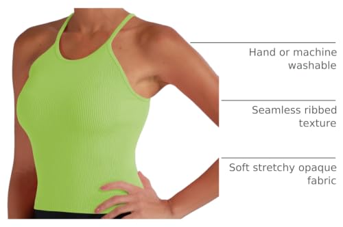Image of Sunzel Ribbed Crop Tank Top for Women Seamless Racerback Camisole | Buttery Soft Nylon Spandex, Opaque No See Through, Stays in Place, Unpadded, Slim Fit, No Shrink, Yoga Workout Gym Casual