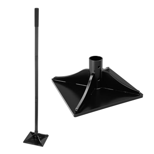 BREEZENEST Heavy Duty Steel Tamper Square Plate Ground Compactor All-Steel Soil Tamping Tool with Non-Slip Rubber Grip for Leveling Ground Installing Pavers Compacting Gravel Asphalt & Dirt Black