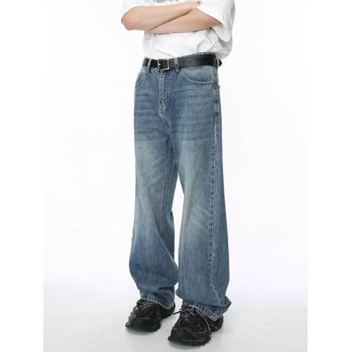 Men's Denim Jeans Korean Style Loose Straight Leg Casual Weekend Daily Commuter Pants for Men3