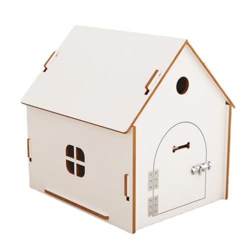GEGEBOMTXO ペットハウス 猫 犬小屋 屋外用犬小屋 猫舍 猫の家 お庭用 室内 木目 窓付き 屋外 温室 物置 組み立て簡単 工具不要 ドッグハウス 木製 小型 中型 大型犬 おしゃれ かわいい 全天候型 通気性 (ホワイト(扉付き),L)