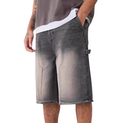 Short en jean homme pantalon d'été de loisirs ample largeur 3/4 droit