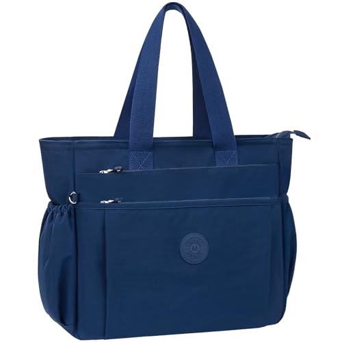 WACCET Damen Handtasche Groß, Wasserdicht Nylon Umhängetasche mit Viele Fächer, Leichte Tote Bag Shopper Tasche für Reisen, Arbeit, Schule