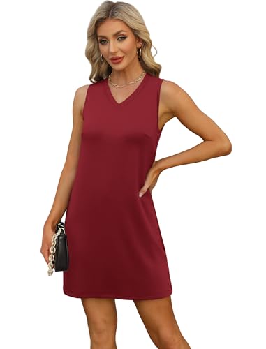 Image of BKRIVE V-Neck Summer Casual Beach Dresses for Women 2026 Vacation Women's Sleeveless Sundress with Split