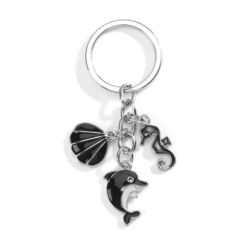 Gallkeat Delfin Schlüsselanhänger mit Muschel Seestern Anhänger Handtasche Tasche Charms Meerestier Anhänger Liebhaber Ozean Deko
