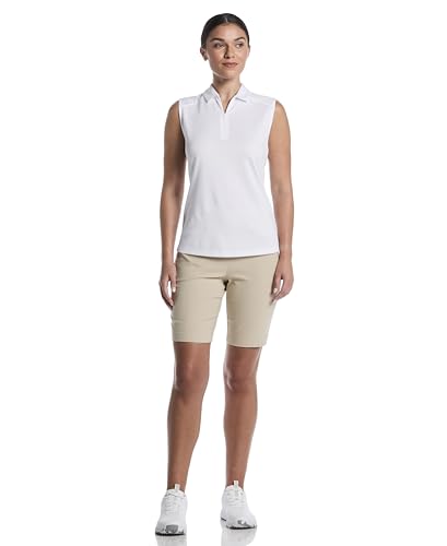 Image of PGA Tour Women's Airflux Sleeveless Quarter Zip Golf Polo Shirt Moisture-Wicking Fabric