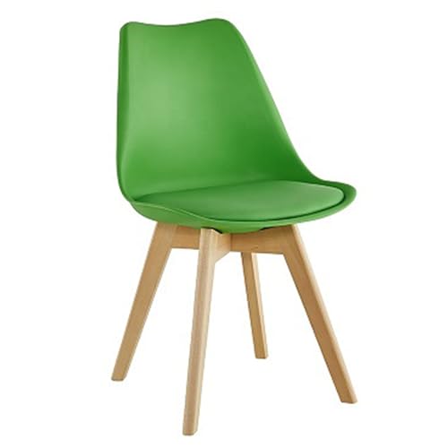 Image of Creative Scandinavian Ergonomic Green Resin Chair, Dining, Kitchen, Waiting Room, Cafe, Leaving Room, Upholstered, Modern Back, Armless, Indoor, Hard Floor, Carpet. | (Pack of 1)