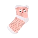 Squeaky Plush Dog Toy - Funny Stuffed Socks for Small Medium Dogs - Cute Pet Chew Toy Birthday Gift (White Pink)