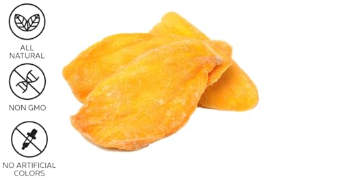 Premium All Natural Real Wild Tropical Mango Dried Fruit Slices 7oz Less Sugar Non GMO, No Added Colors Healthy Snacks Resealable Bag (1-Pack)