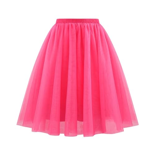 Generisch Falda de tul para mujer, cintura alta, falda de medio cuerpo, malla, dobladillo grande, estilo vintage, 50 unidades, color liso, para carnaval, princesa, vestido de princesa, transpirable