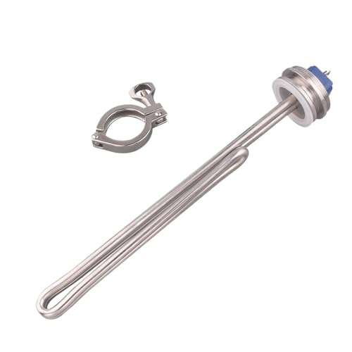 Calentador de infusión eléctrico de 1,5' con abrazadera triple, 240 V, elemento calentador de agua de inmersión, abrazadera triple y casquillo, 2,5 kW, 3,5 kW, 4,5 kW y 5,5 kW.(HeaterXtriclamp,STAINLE