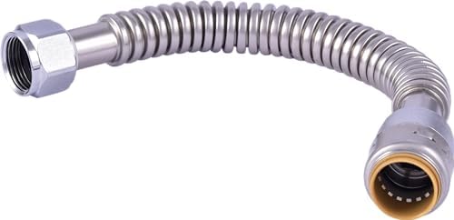 SharkBite Max 3/4 Inch x 3/4 Inch FIP x 12 In. Corrugated Flexible Water Heater Connector, Push to Connect Brass Plumbing Fitting, Stainless Steel, URSS3088FX12