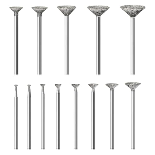 Asyduey Juego de Tallado de Piedra, Brocas de Diamante Compatibles con para, Kits de Pulido de 13 Piezas, Accesorios de Herramientas Rotativas