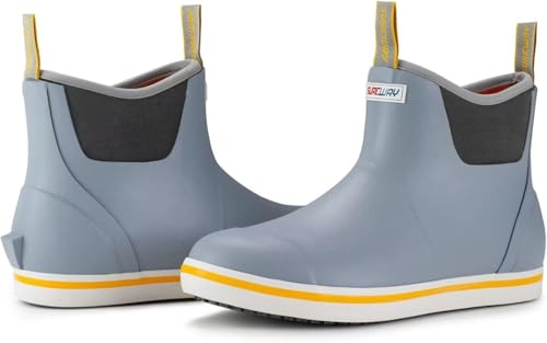 Image of SUREWAY Men's Ankle Fishing Deck Boots for Men-Waterproof,Professional Non-Slip Soles for Wet Slippery Surface,Neoprene Rubber Rain Boot /Shoes for Hunting Boating Gardening