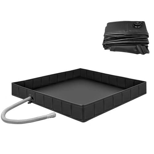 Teodute Base de Ducha Plegable, 104x104x13cm Gran Capacidad Disco de Ducha Portátil, Base de Ducha de Campamento con 1 Metro Drenaje, para Acampar Playa y Duchas Aire Libre