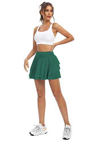 Queenieke Tennis Skirts For Women Athletic Skirt Elastic Waist Drawstring Skirts Quick Drying Golf Skirt With Built-In Shorts M Teal #TOP4