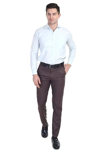 Image of Men's Stretchable Solid Plain Formal Trousers - Regular Fit Stylish Pants for Office & Party, Fashionable Dress Trousers for Men