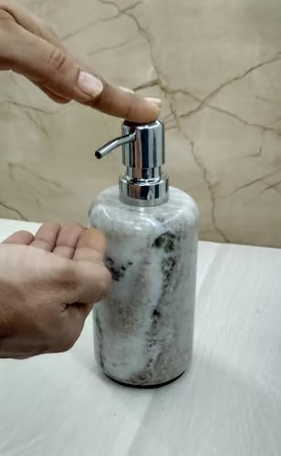 Image of Bathroom Soap Dispenser for Wash Basin & Home Decor Bath Accessories Off White Marble Liquid Dispenser handwash soap | Shampoo |Lotion Dispenser for Bathroom & Kitchen Best in Quality