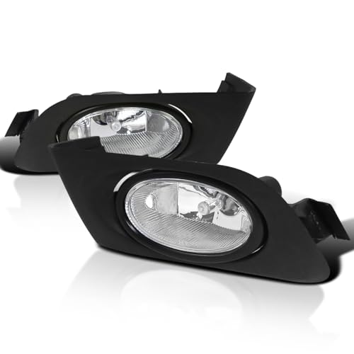 Spec-D Tuning Clear Bumper Driving Fog Lights + Bulbs + Switch Compatible with 2001-2003 Honda Civic Coupe Sedan 2Dr/4Dr L+R Pair Assembly