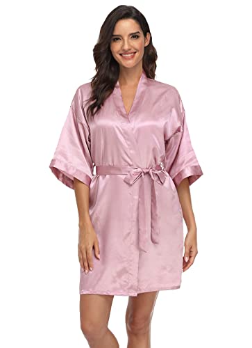 Image of Women's Pure Short Silky Robes Bridesmaid Bride Party Satin Robes Sleepwear