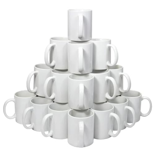 GAFFCO Sublimation Mugs 11oz 36 Pack Blank Plain White Large Handle Coffee Mug