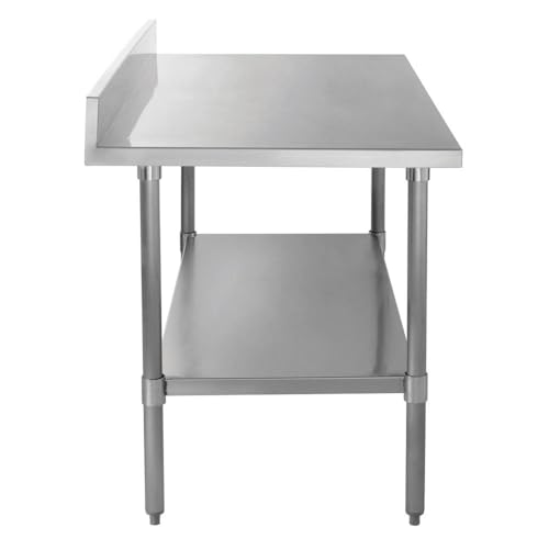 Image of Kratos 16-Gauge Stainless Steel Worktable with Undershelf, 60 inch Wx30 D, 4 inch Backsplash