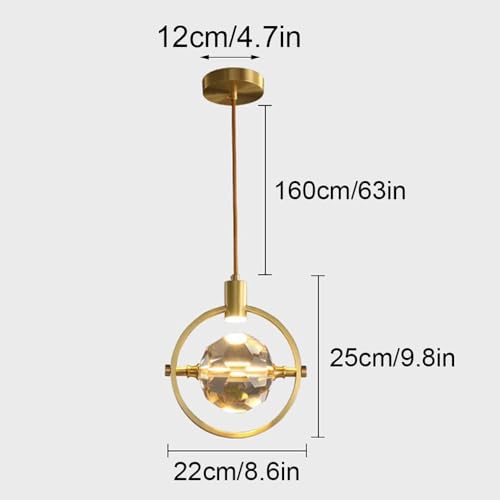 Plafonnier suspendu en cristal doré chic et moderne pour îlot de cuisine