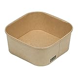 Intertan QKSB750 Kraftpapier Quadratischer Lebensmittelbehälter, 750ml Kapazität, 50 Stück