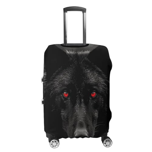 Black Red Eyed Wolf Luggage Covers Tsa Approved Suitcase Cover Elastic Washable Luggage Sleeve Carry on Cover Protector Anti-Scratch Suitcase Protector Fits 19-30 Inch Case(XL)4