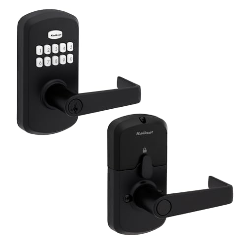 Kwikset SmartCode 955 Light Commercial 10-Button Keypad Matte Black Electronic Kingston Lever, Featuring Convenient Keyless Entry, 3-Year Battery Life and High Traffic Durability by Kwikset - Used condition - US$98.27