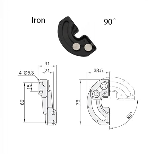 Charnière de porte tournante coulissante en fer pour gain de place à 90°