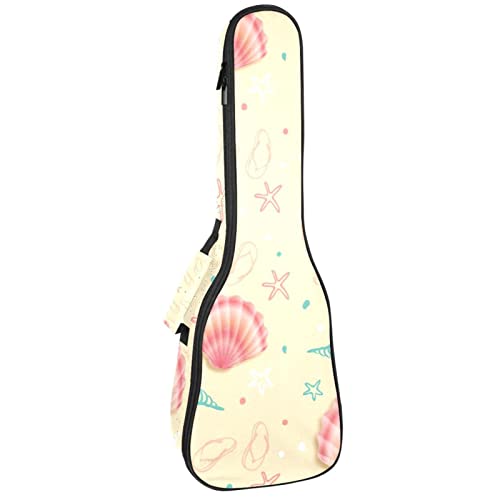 Housse ukulélé ténor rembourrée et imperméable motif coquillage rose