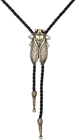 COOLLA Bolo tie- Handmade Western Cowboy Black Vintage Cicada Pendant for Women,Men (Black)