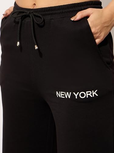 Image of barcino Black Terry New York Print Track Pants