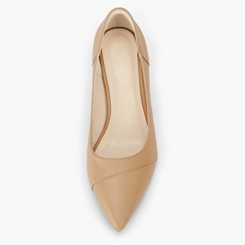 Mafulus Women's Chunky Block Low Heel Pumps Elegant Pointed Closed Toe Slip On Office Wedding Party Dress Shoes Khaki #TOP2