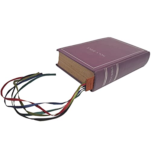 3 Pieces Leather Bible Bookmarks Bible Ribbon Bookmark Multi Ribbon Page Marker, Bible Verse Inspirational Bookmarks - Psalm 37:4, 2 Chronicles 15:7, Joshua 1:9, Bible Accessories, Bible Supplies #TOP1