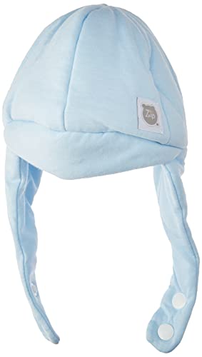Zip Gorro Malha Forrado, Azul Bebê