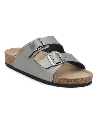 Image of HF JOURNEY Women's Cork Footbed Sandal,Slip On Entry,(Size 36-41) PU, Casual Lounging Slipper, EVA Sole, Flat Heel, Amelia 2.0